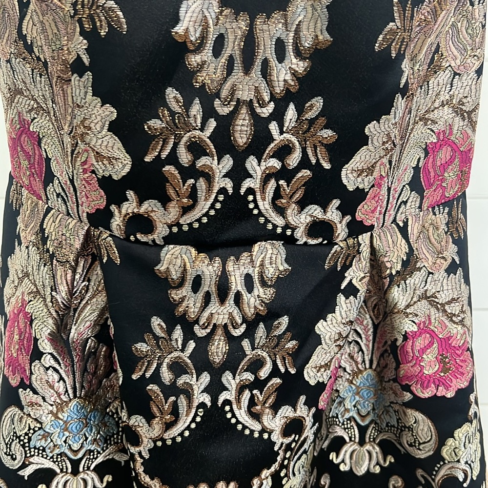 JJs House Black and Gold Floral A-line Dress - Picture 5 of 9
